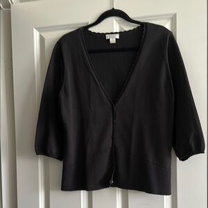 Christopher & Banks Black Knit Cardigan with V-Neck